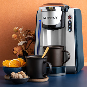 Mixpresso Single Serve Coffee Brewer K-Cup Pods Compatible & Ground Coffee, 30 oz Compact Coffee Maker Single Serve With 5 Brew Sizes Up To 14 Oz, Fits Travel Mug, Adjustable Drip Tray, Black