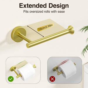 Toilet Paper Holder Wall Mount Bathroom Paper Roll Holder Tissue Handle Stainless Steel for Farmhouse Kitchen Gold