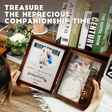 Load image into Gallery viewer, JupDec Dog Memorial Gifts Pet Shadow Box Wooden Picture Frame with Clay Paw Print Kit for Loss of Dog &amp; Cat Remembrance Sympathy Deep Display Case for Keepsake Collar Hair (Brown)