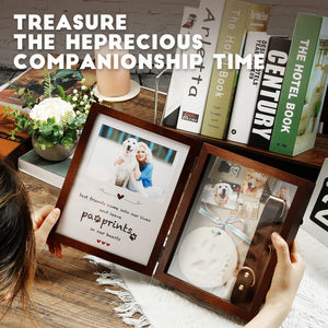 JupDec Dog Memorial Gifts Pet Shadow Box Wooden Picture Frame with Clay Paw Print Kit for Loss of Dog & Cat Remembrance Sympathy Deep Display Case for Keepsake Collar Hair (Brown)