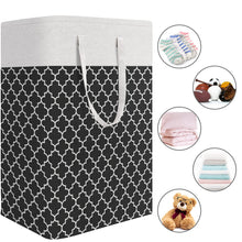 Load image into Gallery viewer, HomeHacks Laundry Baskets 2-Pack, Laundry Hamper with Long Handles, Collapsible Waterproof Clothes Hamper, Durable Tall Laundry Bin, Clothes Hamper for Bedroom, Bathroom, Dorm, Toys, 75L, Grey