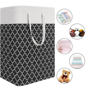 HomeHacks Laundry Baskets 2-Pack, Laundry Hamper with Long Handles, Collapsible Waterproof Clothes Hamper, Durable Tall Laundry Bin, Clothes Hamper for Bedroom, Bathroom, Dorm, Toys, 75L, Grey