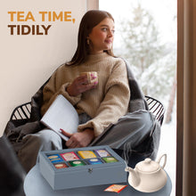Load image into Gallery viewer, Bamboo Tea Bag Organizer Storage Box with Drawer &amp; Acrylic Window - Magnetic Lid Keeps Contents Fresh - Ideal Mothers Day Gifts for Mom - Gift Caddy (Tea Not Included)