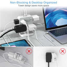 Load image into Gallery viewer, Surge Protector Flat Extension Cord Flat Plug Power Strip, 8 AC Outlets, 3 USB Charger(1 USB C Port) 3-Sided Outlet Extender, 5 Ft, 900 Joules Protection, Office Supplies, Dorm Room Essentials, Grey