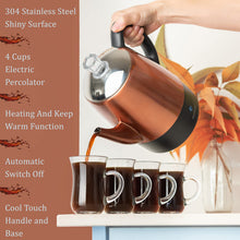 Load image into Gallery viewer, Mixpresso Small Percolator Coffee Pot Electric 4 Cup, Stainless Steel Coffee Maker, Coffee Percolator Electric With Keep Warm Function, 4 Cups Stainless Steel Perculator With Basket