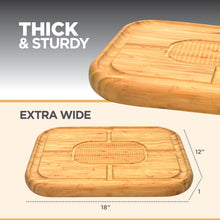 Load image into Gallery viewer, Wood Cutting Board - 3 Piece Bamboo Cutting Board Set, Wooden Cutting Boards for Kitchen with Deep Juice Groove, Side Handles - Wood Chopping Boards for Meal Prep, Meat, Vegetables, Cheese Charcuterie
