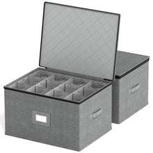 Load image into Gallery viewer, SpaceAid China Storage Containers 6 Pack, Stackable Hard Shell Quilted Cases with Soft Plate Separators, Moving Supplies Packing Boxes for Dishes, Plates, Platters, Mugs, Cups (Grey)