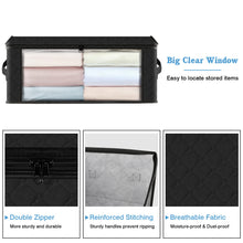 Load image into Gallery viewer, HomeHacks Storage 3-Pack Clothes Organizer Storage Bags Foldable Storage Box with Large Clear Window Sturdy Handles for Closet, Dorm, Pillows, Bedding, Clothes, Blankets, 35L, Gray