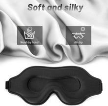 Load image into Gallery viewer, Sleep Eye Mask for Men Women, Sleeping Mask for Side Sleeper, Travel Blackout Night Blindfold Eye Shade Cover with Adjustable Strap (Black)