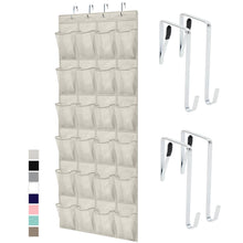 Load image into Gallery viewer, Over the Door Shoe Organizer, 24 Large Breathable Mesh Pockets, Space Saving Hanging Storage Holder, Closet Rack Hanger Holds Up to 40 lbs, Hangs on Closets for Shoes, Accessories, Black