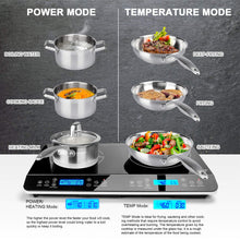 Load image into Gallery viewer, Duxtop LCD Portable Double Induction Cooktop 1800W Digital Electric Countertop Burner Sensor Touch Stove, 9620LS/BT-350DZ