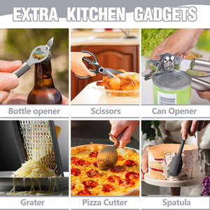 Umite Chef Silicone Kitchen Utensil Set, 34PCS Heat Resistant Kitchen Gadgets and Tools With Grater, Wood Handles for Nonstick Cookware