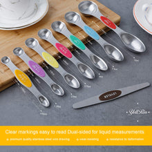 Load image into Gallery viewer, Magnetic Measuring Spoons Set of 8 Stainless Steel Dual Sided Stackable Measuring Spoons Nesting Teaspoons Tablespoons for Measuring Dry and Liquid Ingredients