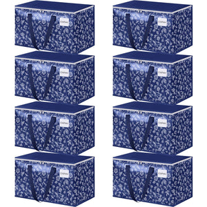 HomeHacks Moving Bags, Extra Large Size Moving Boxes, Heavy Duty Luggage Bags with Smooth Zipper and Sturdy Handles, Large Capacity & Easy Loading Storage Totes for Space Saver 88L, 6-Pack, Blue