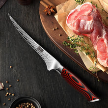 Load image into Gallery viewer, Fillet Knife 7 Inch, Damascus Steel Boning Knife, Professional Fish Fillet Knife for Meat Chicken Cutting, Meat Knife with G10 Ergonomic Handle