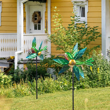 Load image into Gallery viewer, WONDER GARDEN Wind Spinners Outdoor - 2 Pack Small Metal Hummingbird Green Wind Spinner Windmill, Wind Sculpture for Yard Patio Lawn Decor