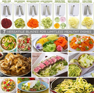 Brieftons 7-Blade Spiralizer & Brieftons QuickPush Food Chopper