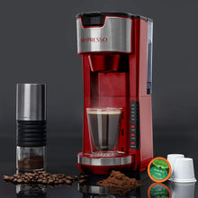 Load image into Gallery viewer, Mixpresso Single Serve Coffee Brewer K-Cup Pods Compatible &amp; Ground Coffee, 30 oz Compact Coffee Maker Single Serve With 5 Brew Sizes Up To 14 Oz, Fits Travel Mug, Adjustable Drip Tray, Black
