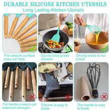 Load image into Gallery viewer, Umite Chef Kitchen Cooking Utensils Set, 33 pcs Non-Stick Silicone Cooking Kitchen Utensils Spatula Set with Holder, Wooden Handle Silicone Kitchen Gadgets Utensil Set (Khaki)