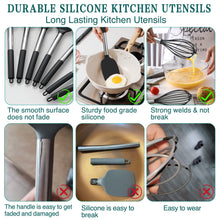 Load image into Gallery viewer, Silicone Cooking Utensil Set, Umite Chef 15pcs Silicone Cooking Kitchen Utensils Set, Non-stick - Best Kitchen Cookware with Stainless Steel Handle - Black