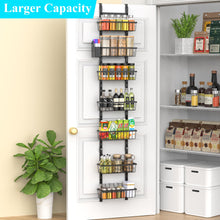 Load image into Gallery viewer, Over The Door Pantry Organizer, 7-Tier Metal Pantry Organization and Storage for Kitchen with Adjustable Shelves, Hanging Spice Seasoning Rack, Black