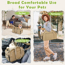 Load image into Gallery viewer, Outamateur Console Dog Car Seat,Dog Booster Seats for Small Dogs,Pet Cat Booster Car Seat on Car Armrest with Safety Cord and Storage Pocket for Small Dog Cat Puppy Under 11lbs (Khaki), Brown, Gray