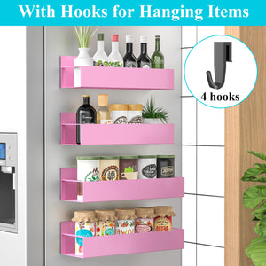 Metal 4 Pack Magnetic Spice Storage Rack Organizer for Refrigerator and Oven, Black Fridge Organizers and Storage