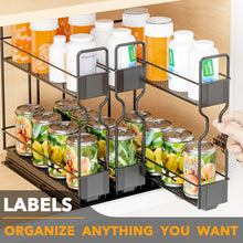 Load image into Gallery viewer, SpaceAid Pull Out Spice Rack Organizer for Cabinet, Heavy Duty Slide Out Seasoning Kitchen Organizer, Cabinet Organizer, with Labels, 5.2&quot; W x10.75 D x10 H, 2 Drawers 2-Tier
