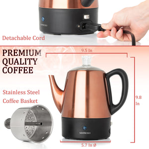 Mixpresso Small Percolator Coffee Pot Electric 4 Cup, Stainless Steel Coffee Maker, Coffee Percolator Electric With Keep Warm Function, 4 Cups Stainless Steel Perculator With Basket