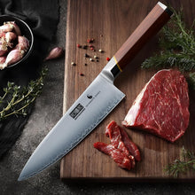 Load image into Gallery viewer, Chef Knife 8 Inch, Japanese Super Steel Kitchen Knife Ultra Sharp Cooking Knife, Professional Chef&#39;s Knife with Ergonomic Red Sandalawood Handle