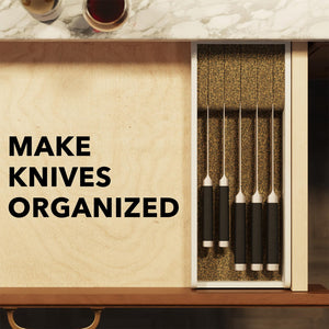 SpaceAid Knife Drawer Organizer Bamboo Insert Dock, Kitchen Steak Knives Holder Organizers Block for Drawer in Storage Organization (Small)