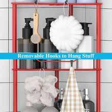 Load image into Gallery viewer, 4 Tier Floor Standing Corner Shower Caddy Organizer Shelf with Hooks, Bathroom Shelves Stand Rack, Black
