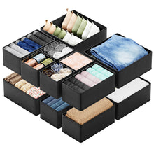 Load image into Gallery viewer, SpaceAid Drawer Organizer Clothes, 12 Pack Dresser Organizer Bins for Nursery, Closet Organization and Storage Dividers for Clothing, Baby Clothes, Underwears, Socks (Black)