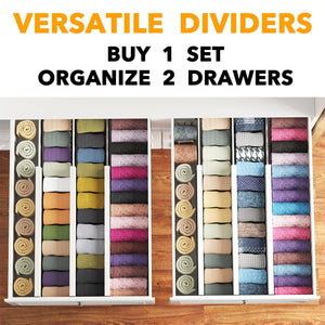 SpaceAid Bamboo Dresser Drawer Dividers 6 Pack, 4.65“ High Adjustable 12.5“-17” Drawer Organizers, Expandable Organization for Clothing, Clothes, Dressers, Natural
