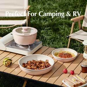 Redchef Ceramic Pots and Pans Set, Nonstick Kitchen Cookware Set with Detachable Handle, Non Toxic Cookware Set 16pcs, PFAS PFOA & PTFE Free, RV Ceramic Cookware for Camping, Dishwasher/Oven Safe