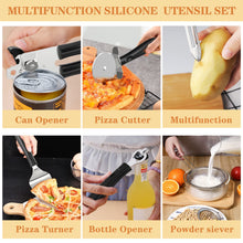 Load image into Gallery viewer, Silicone Cooking Utensil Set, Umite Chef 43 PCS Heat Resistant Kitchen Utensil Gadgets Set-Stainless Steel Handle- Kitchen Spatula Tools for Nonstick Cookware, Pots and Pans Accessories (Khaki)