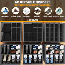 Load image into Gallery viewer, SpaceAid Shoe Organizer for Closet, 2 Pack Foldable Shoe Storage Containers Baskets Boxes Bins w/Adjustable Dividers, Fits 16-32 Pairs, Black