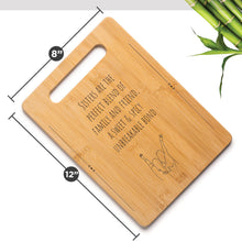 Load image into Gallery viewer, Housewarming Gifts for New Home - Bamboo Cutting Board with Engraved Message - New Home Essentials for Homeowners, Couples, Friends, or Family - Decorative Kitchen Gift Board, 12&quot; x 8&quot;