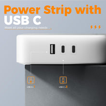 Load image into Gallery viewer, Surge Protector Flat Extension Cord Flat Plug Power Strip, 8 AC Outlets, 3 USB Charger(1 USB C Port) 3-Sided Outlet Extender, 5 Ft, 900 Joules Protection, Office Supplies, Dorm Room Essentials, Grey