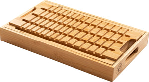 Bread Slicer for Homemade Bread - Bamboo Bread Cutter with Knife, Foldable Slicing Guide, Crumb Tray - Compact Bread Loaf Slicer for Cakes, Bagels, Loaves - Kitchen Gadget & Gifts by Bambüsi