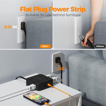 Load image into Gallery viewer, Surge Protector Flat Extension Cord Flat Plug Power Strip, 8 AC Outlets, 3 USB Charger(1 USB C Port) 3-Sided Outlet Extender, 5 Ft, 900 Joules Protection, Office Supplies, Dorm Room Essentials, Grey