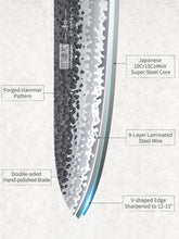 Load image into Gallery viewer, 9 Inch Kiritsuke Chef Knife, Japanese Hand Forged 9 Layers 10Cr15CoMoV High Carbon Steel Kitchen Knife, Professional Chef&#39;s Knife with Ergonomic Rosewood Handle