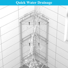 Load image into Gallery viewer, 4 Tier Floor Standing Corner Shower Caddy Organizer Shelf with Hooks, Bathroom Shelves Stand Rack, Black
