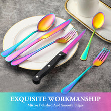Load image into Gallery viewer, 24 Pcs Silverware Set with Steak Knives Service for 4,Stainless Steel Flatware Set,Mirror Polished Cutlery Utensil Set,Home Kitchen Eating Tableware Set,Include Fork Knife Spoon Set,Dishwasher Safe