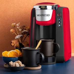 Mixpresso Single Serve Coffee Brewer K-Cup Pods Compatible & Ground Coffee, 30 oz Compact Coffee Maker Single Serve With 5 Brew Sizes Up To 14 Oz, Fits Travel Mug, Adjustable Drip Tray, Black