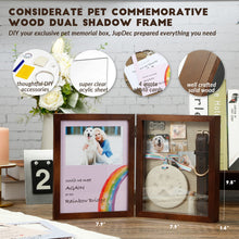 Load image into Gallery viewer, JupDec Dog Memorial Gifts Pet Shadow Box Wooden Picture Frame with Clay Paw Print Kit for Loss of Dog &amp; Cat Remembrance Sympathy Deep Display Case for Keepsake Collar Hair (Brown)