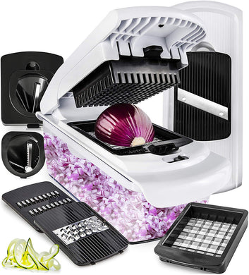 Fullstar Vegetable Chopper, Mandoline Slicer - Cheese Grater, Food Chopper with Container, Kitchen Gadgets, Home Essentials (6-in-1, White/Black)