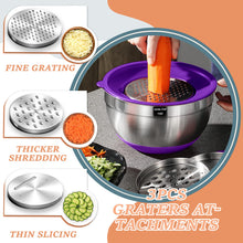 Load image into Gallery viewer, Mixing Bowls with Airtight Lids Set, 26PCS Stainless Steel Khaki Bowls with Grater Attachments, Non-Slip Bottoms &amp; Kitchen Gadgets Set, Size 7, 4, 2.5, 2.0,1.5, 1QT, Great for Mixing &amp; Serving
