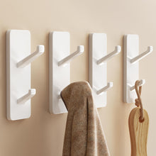 Load image into Gallery viewer, Self-Adhesive Wall Hooks - 4 Pack, Black Metal Coat &amp; Towel Hooks for Hanging: Hold 13 LB, Ideal for Bathrooms, Shower, Kitchen &amp; Doors