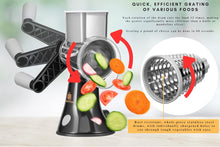 Load image into Gallery viewer, Brieftons 4-Blade Rotary Cheese Grater, Kitchen Food Cutter with Handle, Mandoline Vegetable Slicer, Nut Grinder, Hand Crank Shredder for Cheese, Vegetables, Fruits, Nuts, Easy to Use, Clean &amp; Store